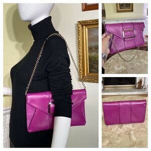 Banana Republic Freda Purple Leather Envelope Clutch Shoulder Bag